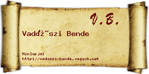 Vadászi Bende névjegykártya